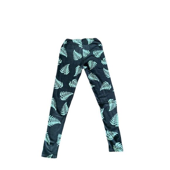 Lulua Roe Leggings Black with Green Ferns - Picture 1 of 3
